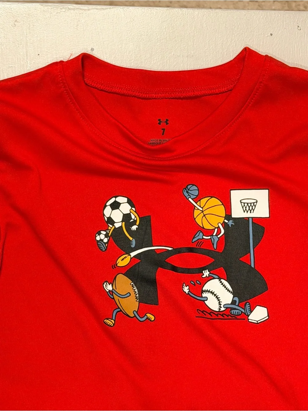 Red Kids Pajama Under Armour Sports Graphic Set